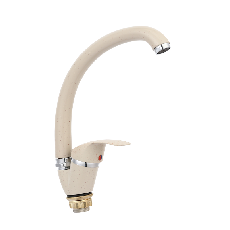 TY2015 deck mounted yellow painting single handle zinc kitchen mixer with foot