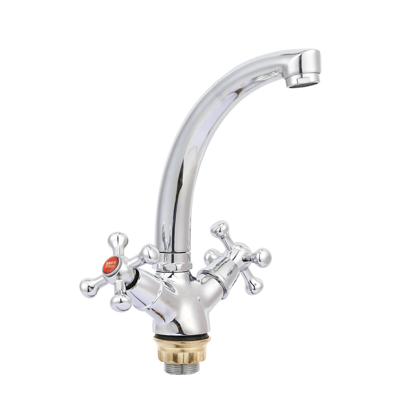 TY1001D dual handle kitchen mixer with foot and SS spout