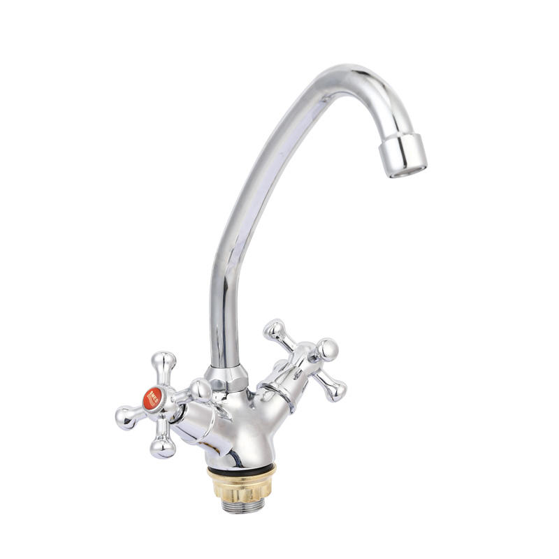 TY1001E dual handle kitchen mixer with foot and triangle spout