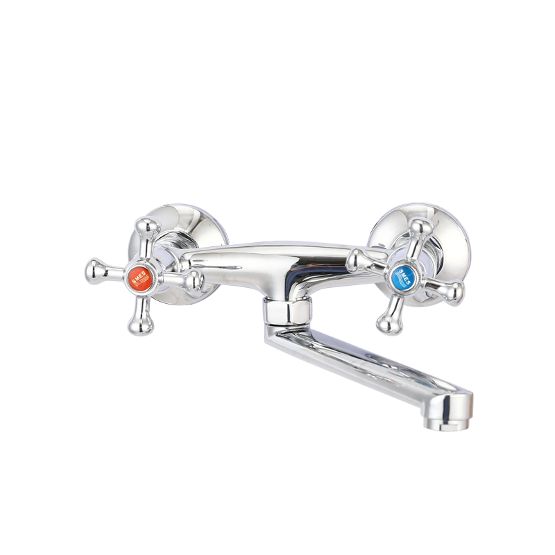TY1064-2 DUAL handle wall-mounted kitchen mixer with L spout